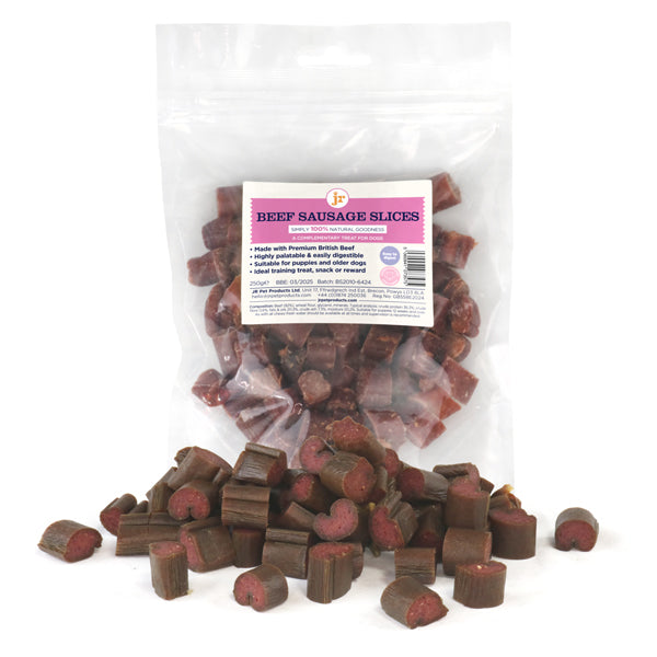 JR PET British Sliced Beef Sausages 250g