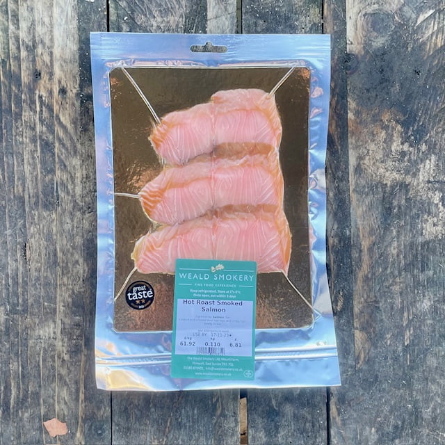 Weald Smokery Hot Smoked Salmon Slices, Approx.110g